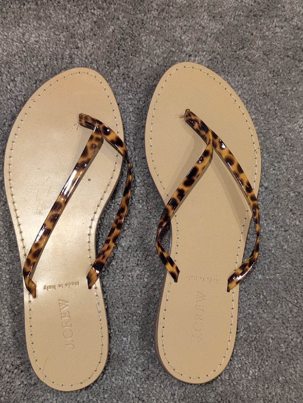 J. Crew Tan Sandal Flip-Flops with Tortoiseshell Straps